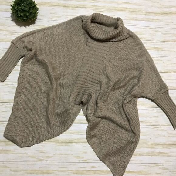 Elan Tan‎ Beige Loose Oversized Turtleneck Pullover Sweater Women’s One Size - Picture 1 of 5